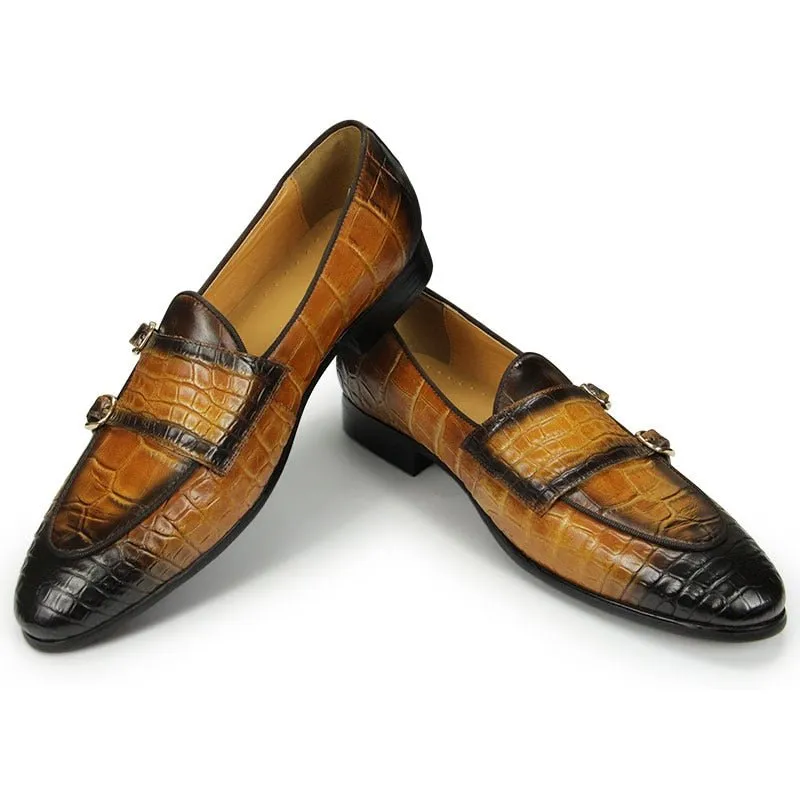 CrocoChic Genuine Leather Crocodile Slip-on Dress Shoes