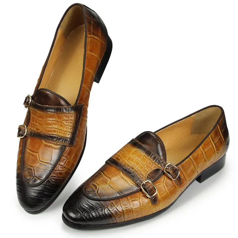 CrocoChic Genuine Leather Crocodile Slip-on Dress Shoes