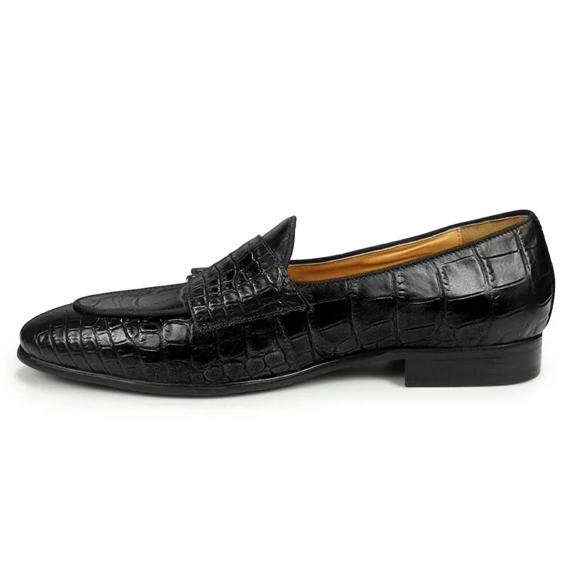 CrocoChic Genuine Leather Crocodile Slip-on Dress Shoes