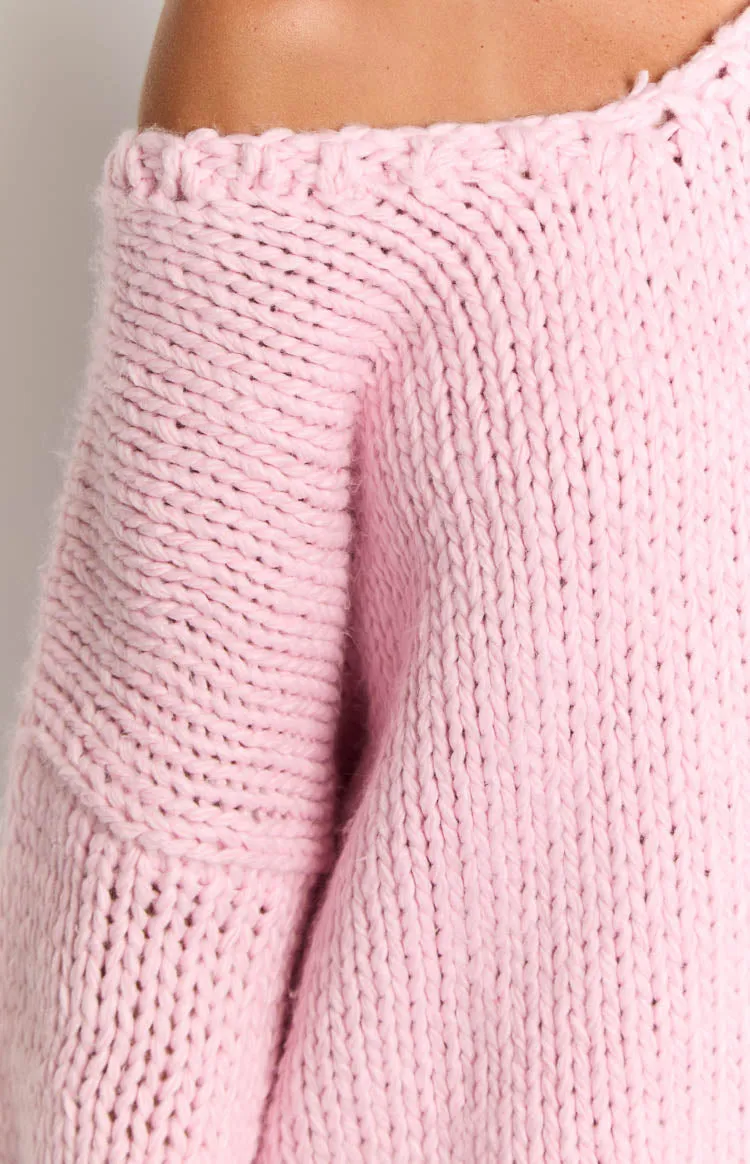 Delvey Light Pink Chunky Knit Sweater