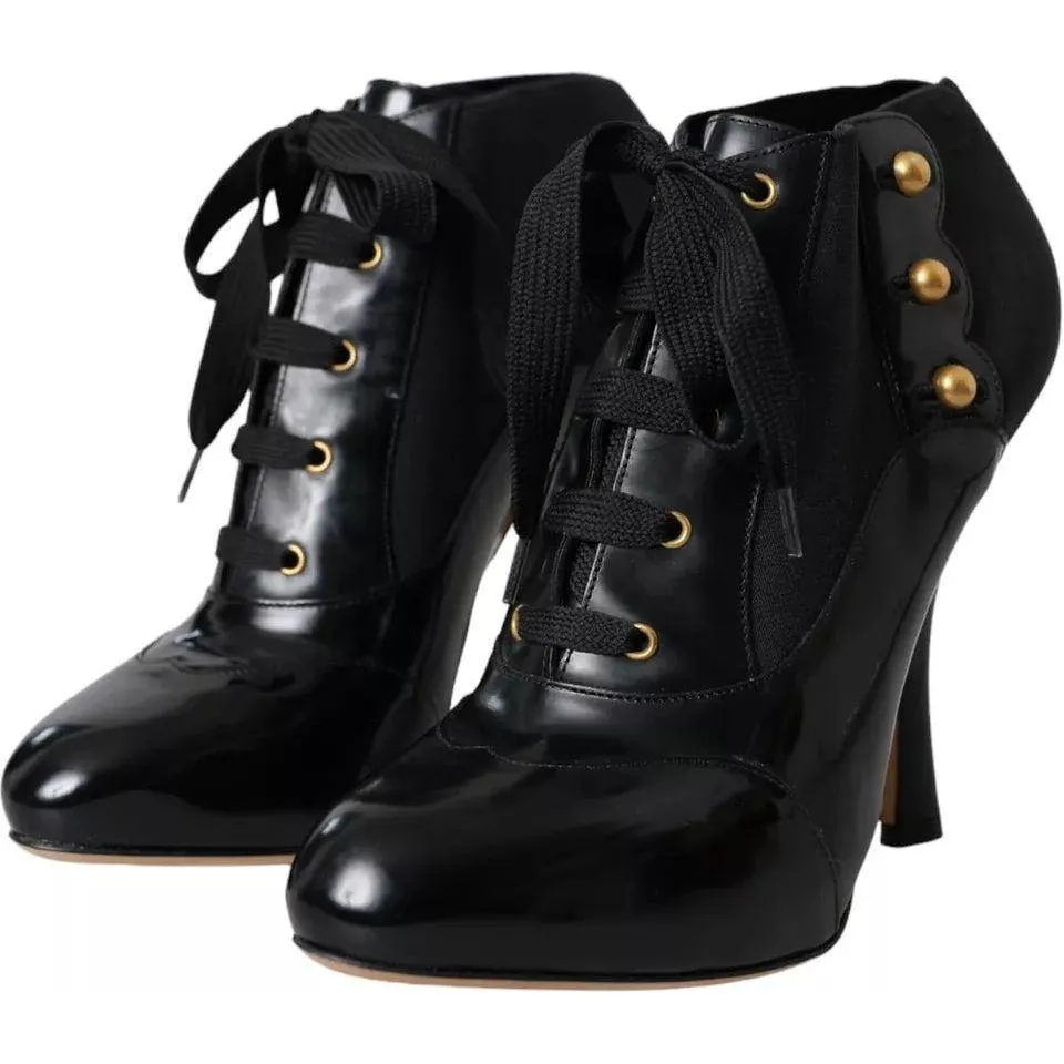 Dolce & Gabbana Black Jersey Stretch Ankle Boots Shoes