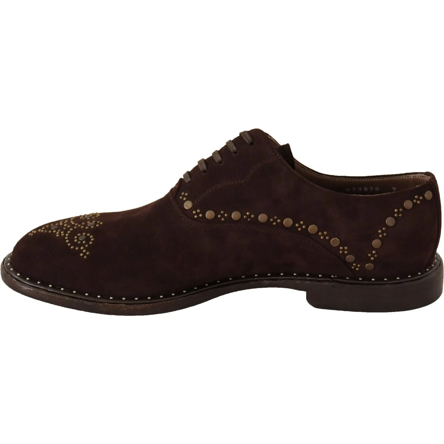 Dolce & Gabbana Elegant Brown Suede Studded Derby Shoes