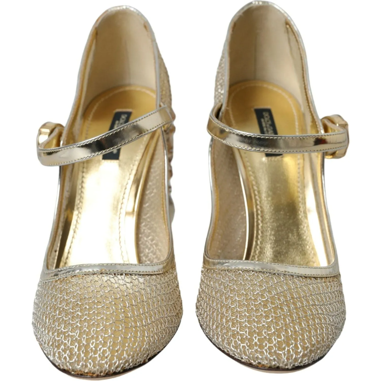 Dolce & Gabbana Gold Mesh Crystal Mary Jane Pumps Heels Shoes