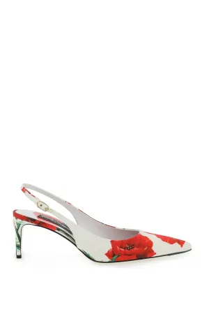 Dolce & gabbana slingback pumps with poppy print