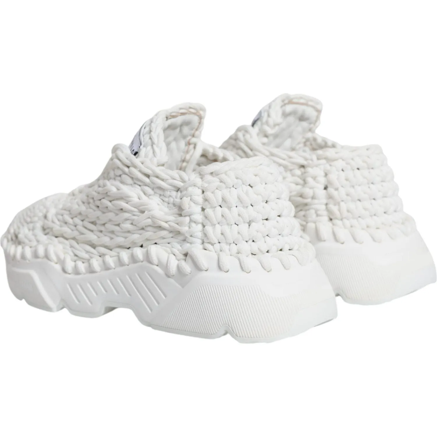 Dolce & Gabbana White Knitted Daymaster Sneakers Shoes