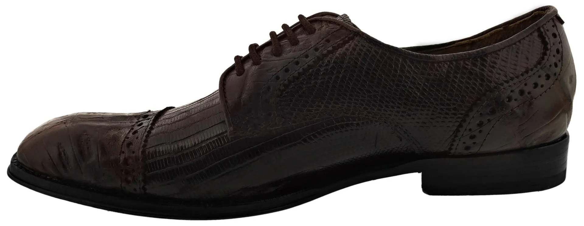 Dolce Pelle - Men's All Brown Genuine Lizard & Crocodile Dress Shoes