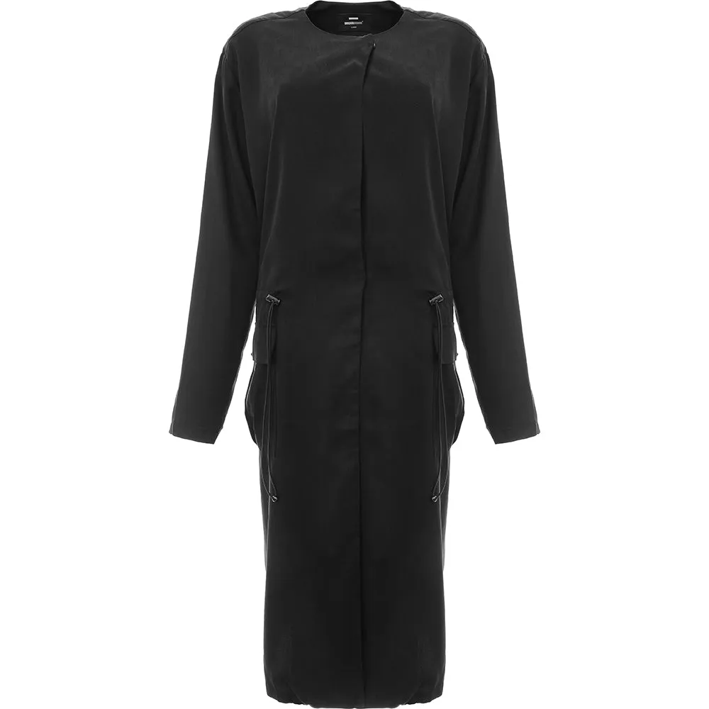 Dr Denim Womens Black Jill Trench with Drawstring