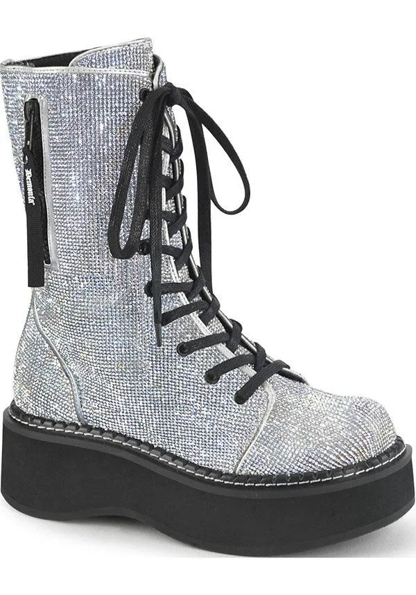 EMILY-362 [Silver Rhinestone] | PLATFORM BOOTS [PREORDER]