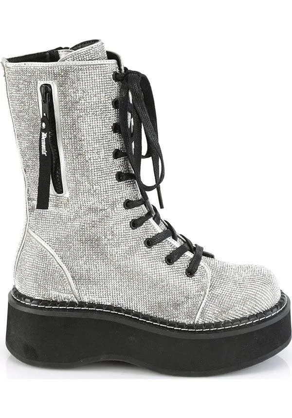 EMILY-362 [Silver Rhinestone] | PLATFORM BOOTS [PREORDER]