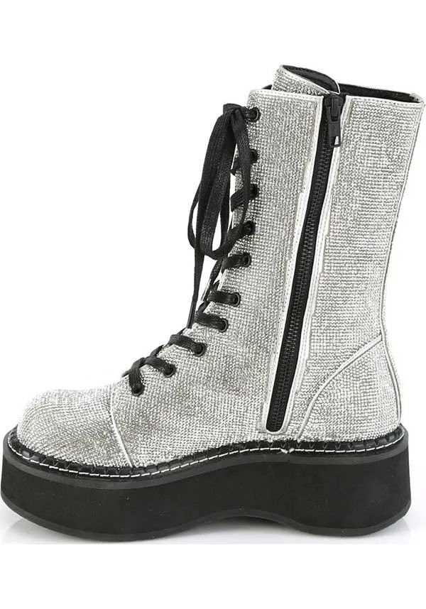 EMILY-362 [Silver Rhinestone] | PLATFORM BOOTS [PREORDER]