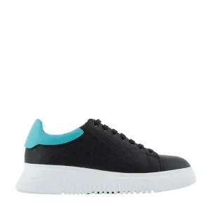 Emporio Armani Black Embossed Eagle Logo Trainers