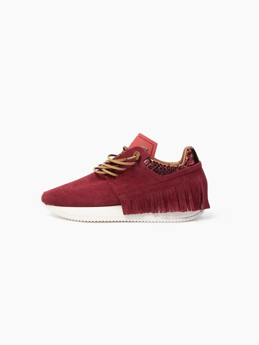 Esseutesse Suede Fringe Sneaker - Wine