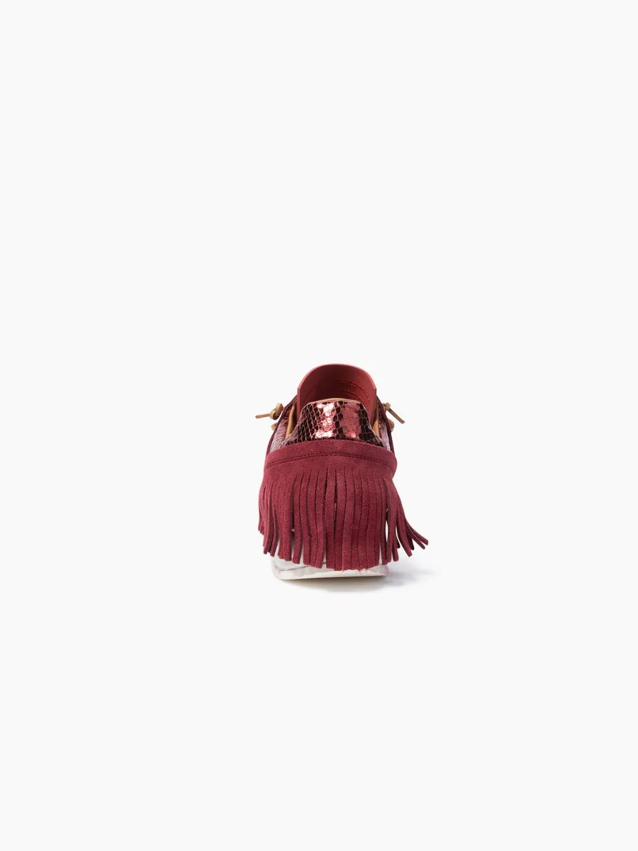 Esseutesse Suede Fringe Sneaker - Wine