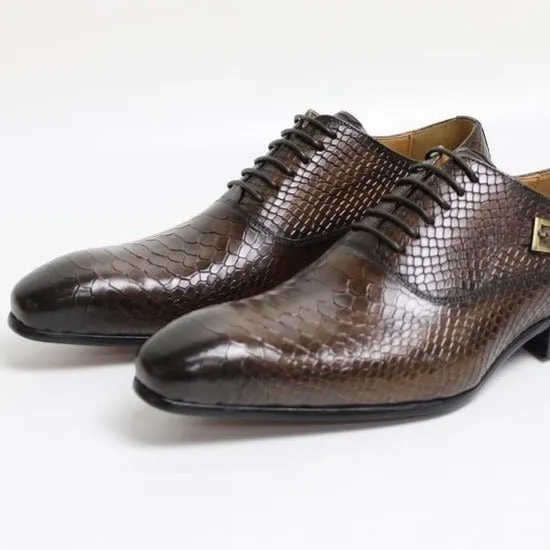 Exotic Serpent Italian Pointed Toe Oxford Dress Shoes