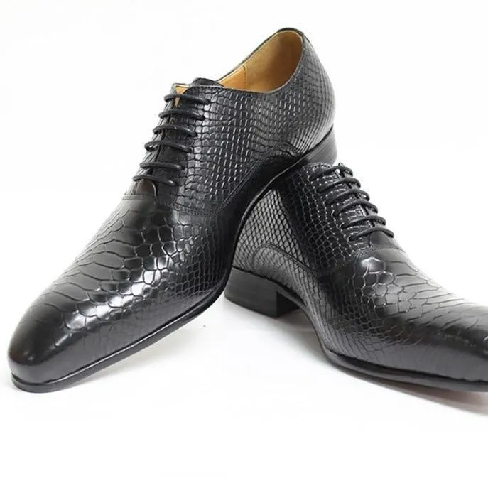 Exotic Serpent Italian Pointed Toe Oxford Dress Shoes