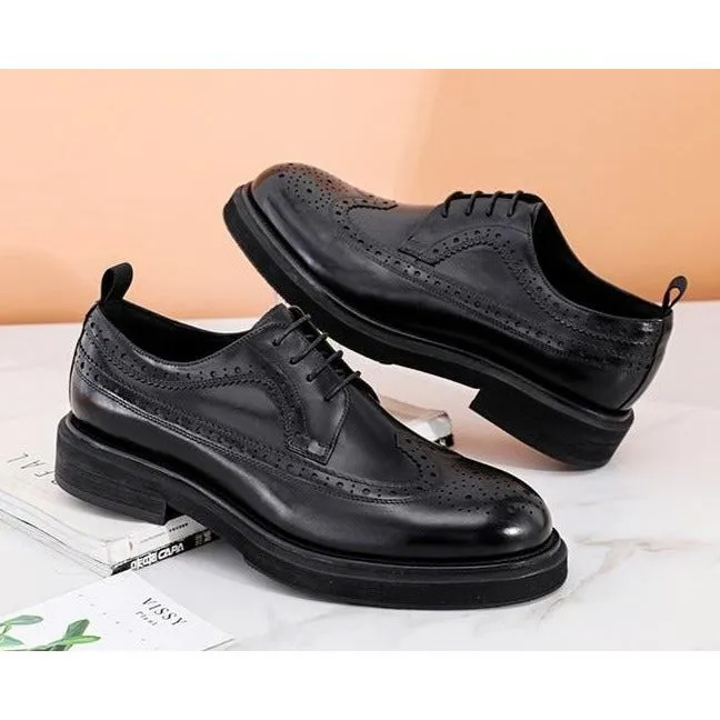 ExoticLux Genuine Leather Lace-Up Brogues