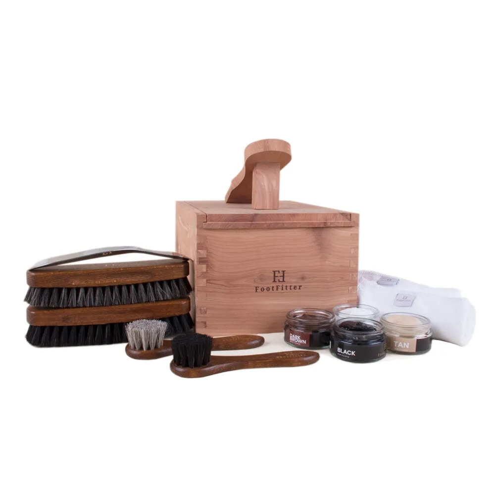 FootFitter Shoe Shine Set & Cedar Wood Box