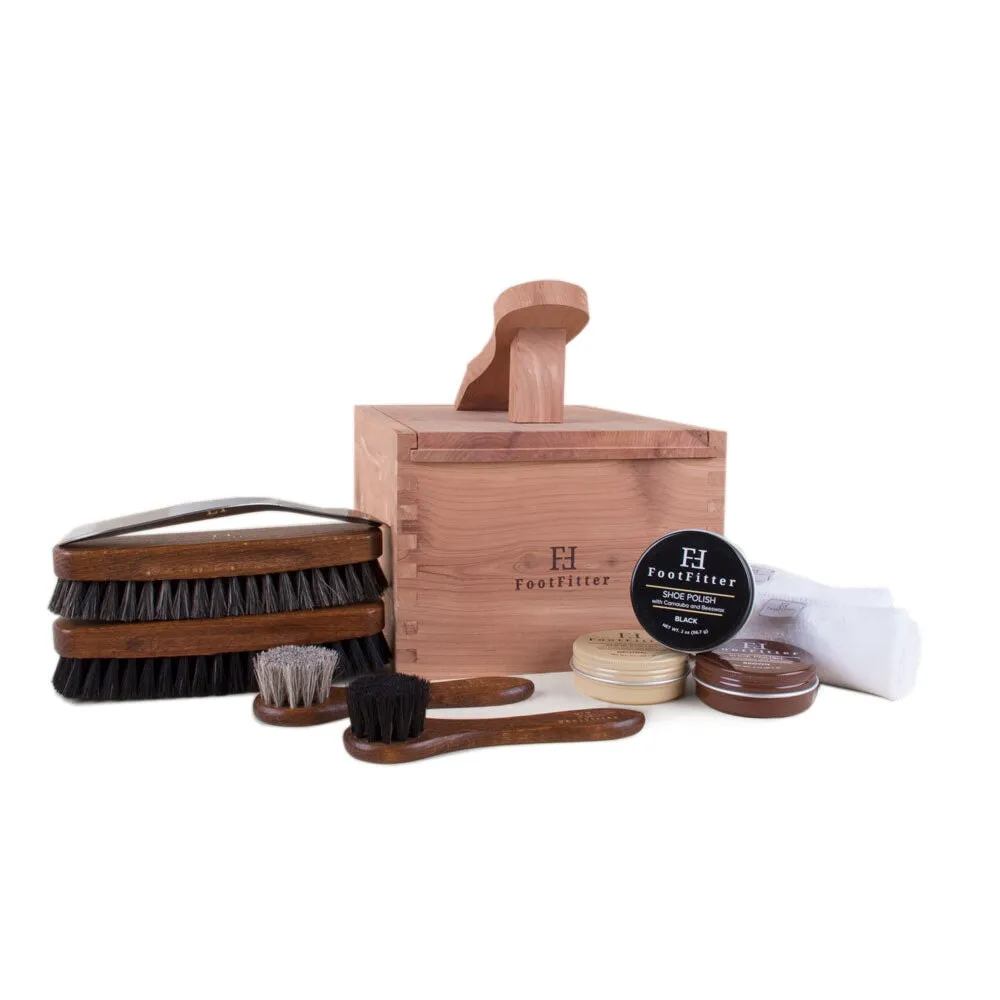 FootFitter Shoe Shine Set & Cedar Wood Box