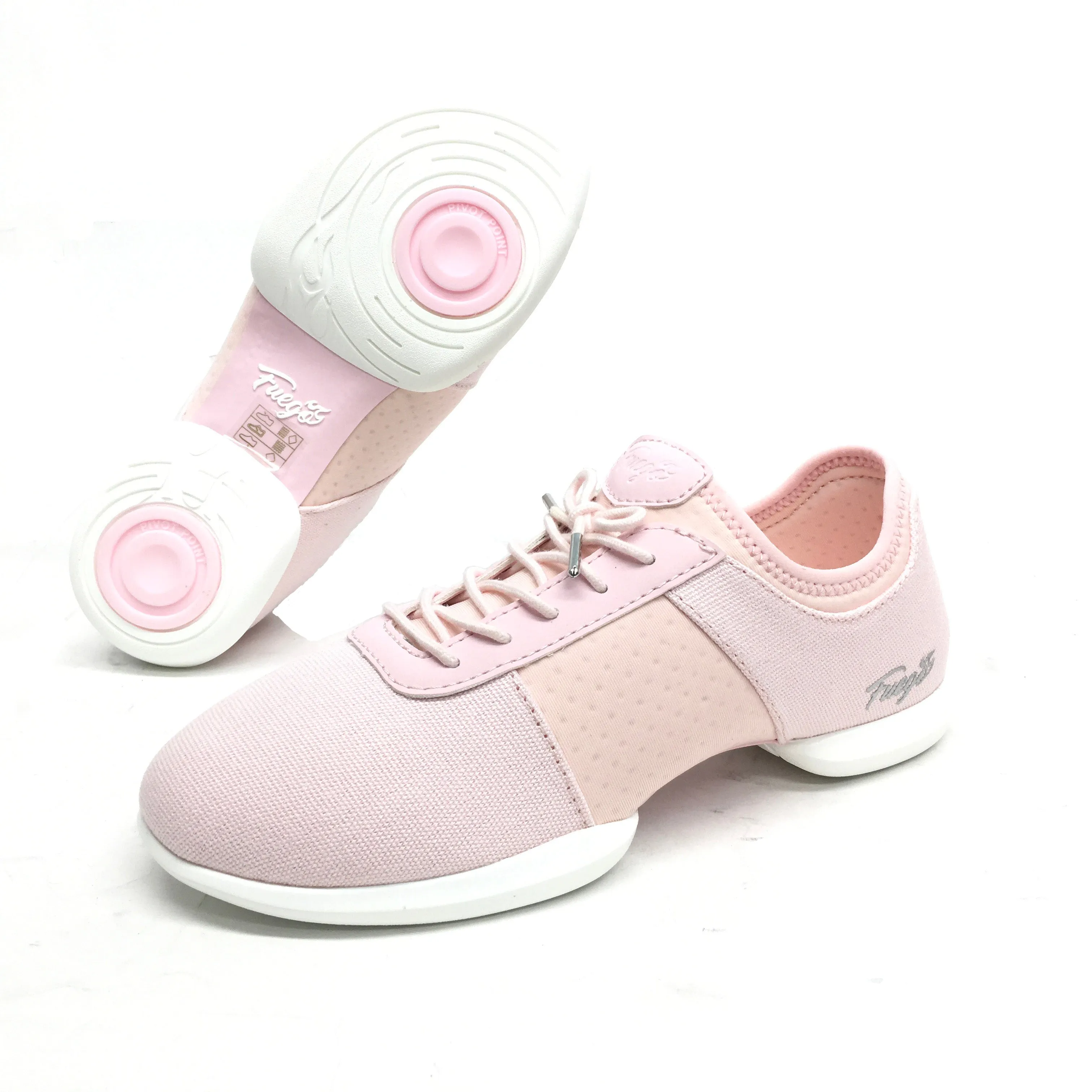 Fuego: Split Sole Dance Sneaker | Pink Fabric & Neoprene | MED | Flat Split Rubber Sole | VEGAN