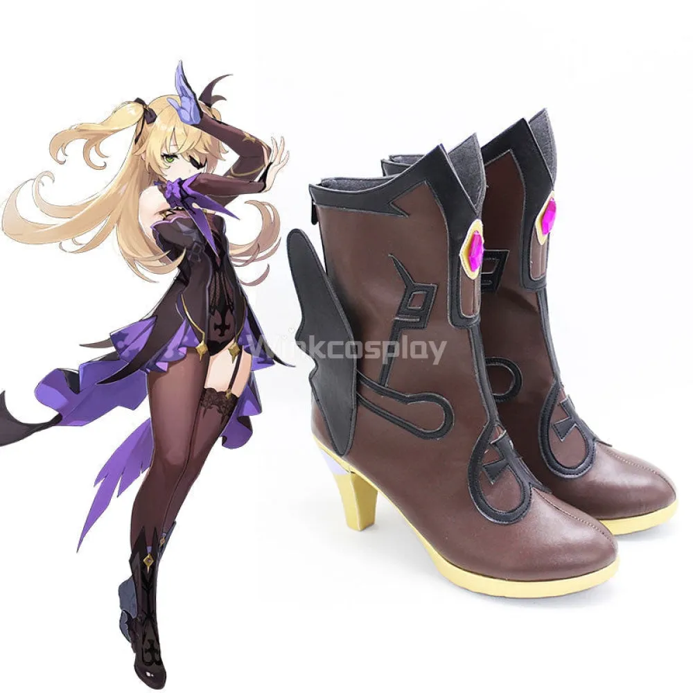 Genshin Impact Fischl Brown Cosplay Shoes