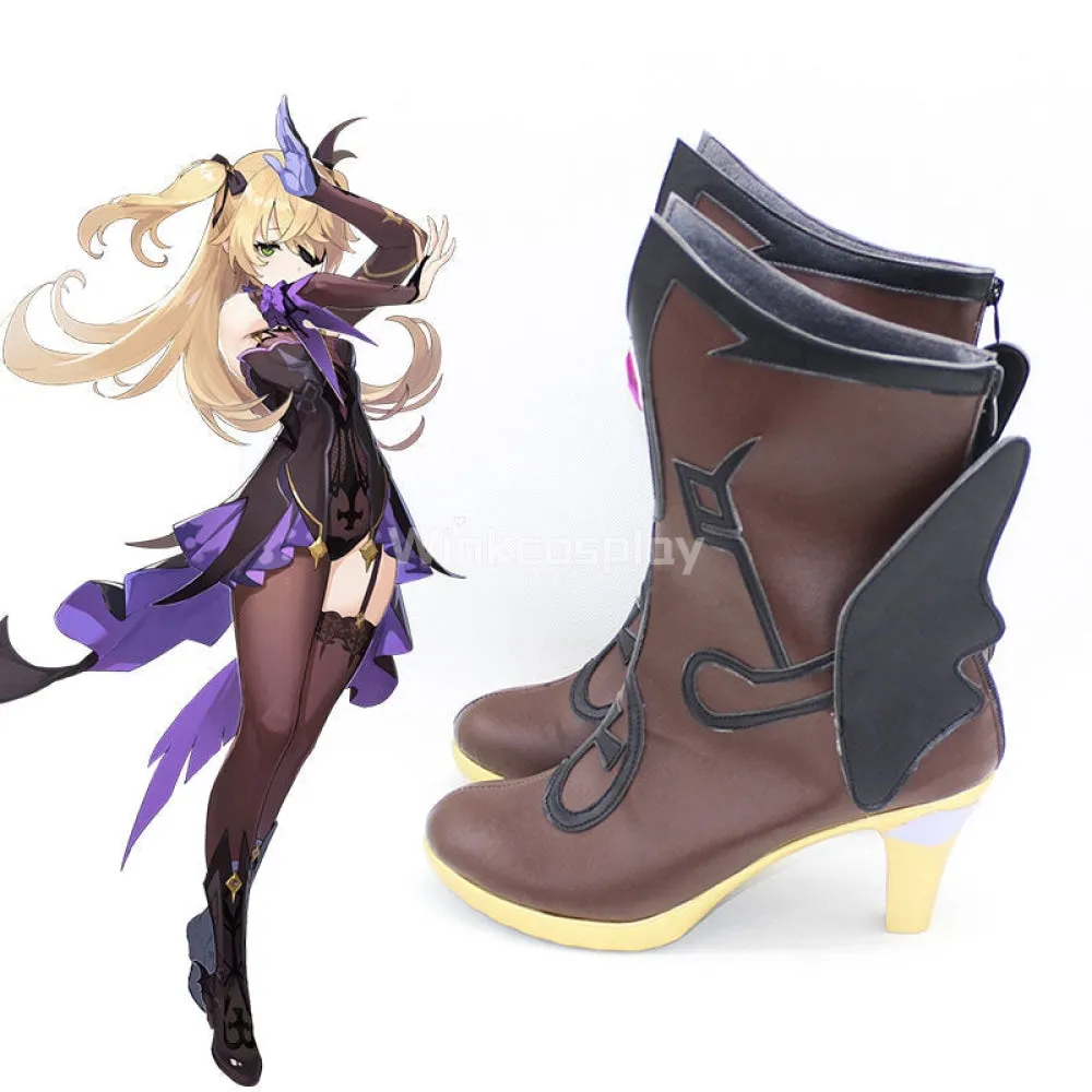 Genshin Impact Fischl Brown Cosplay Shoes