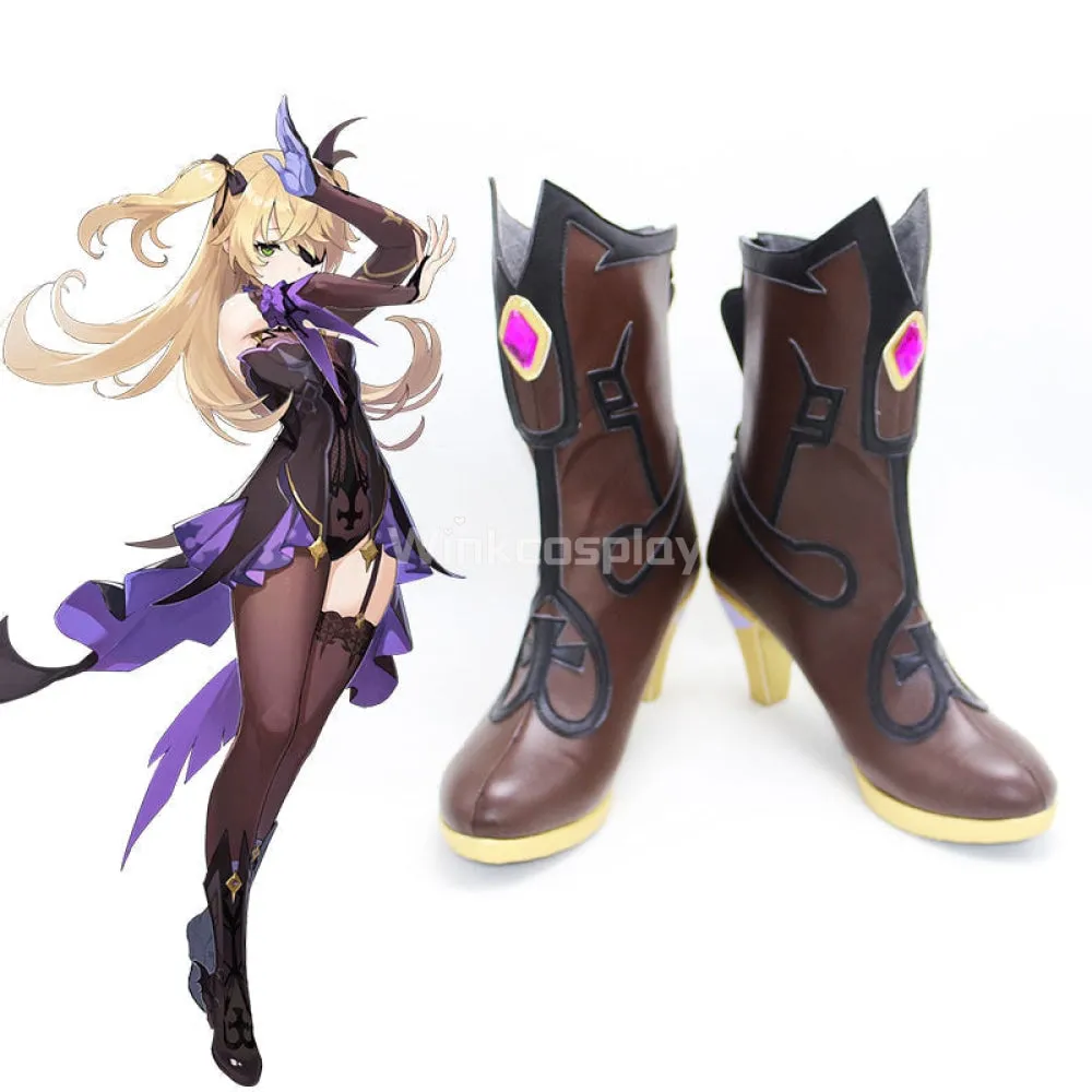 Genshin Impact Fischl Brown Cosplay Shoes