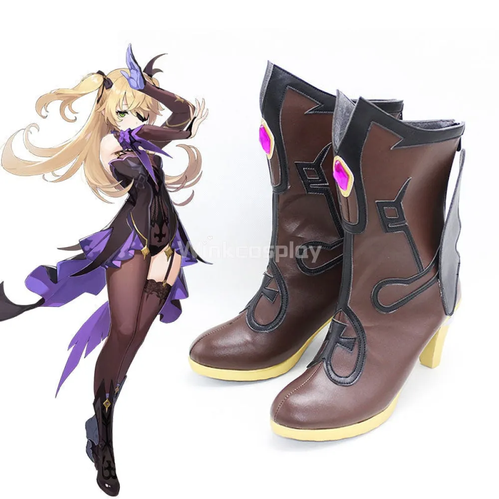 Genshin Impact Fischl Brown Cosplay Shoes