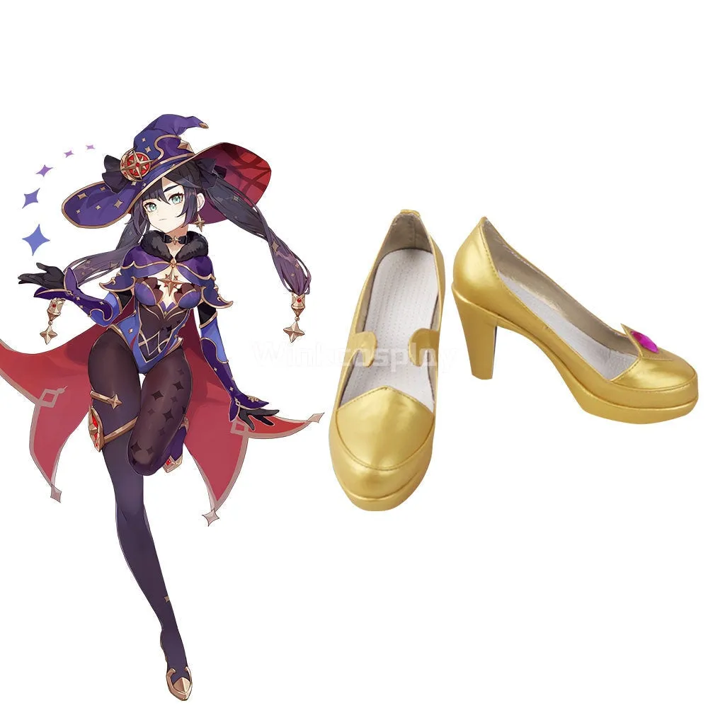 Genshin Impact Mona Golden Cosplay Shoes