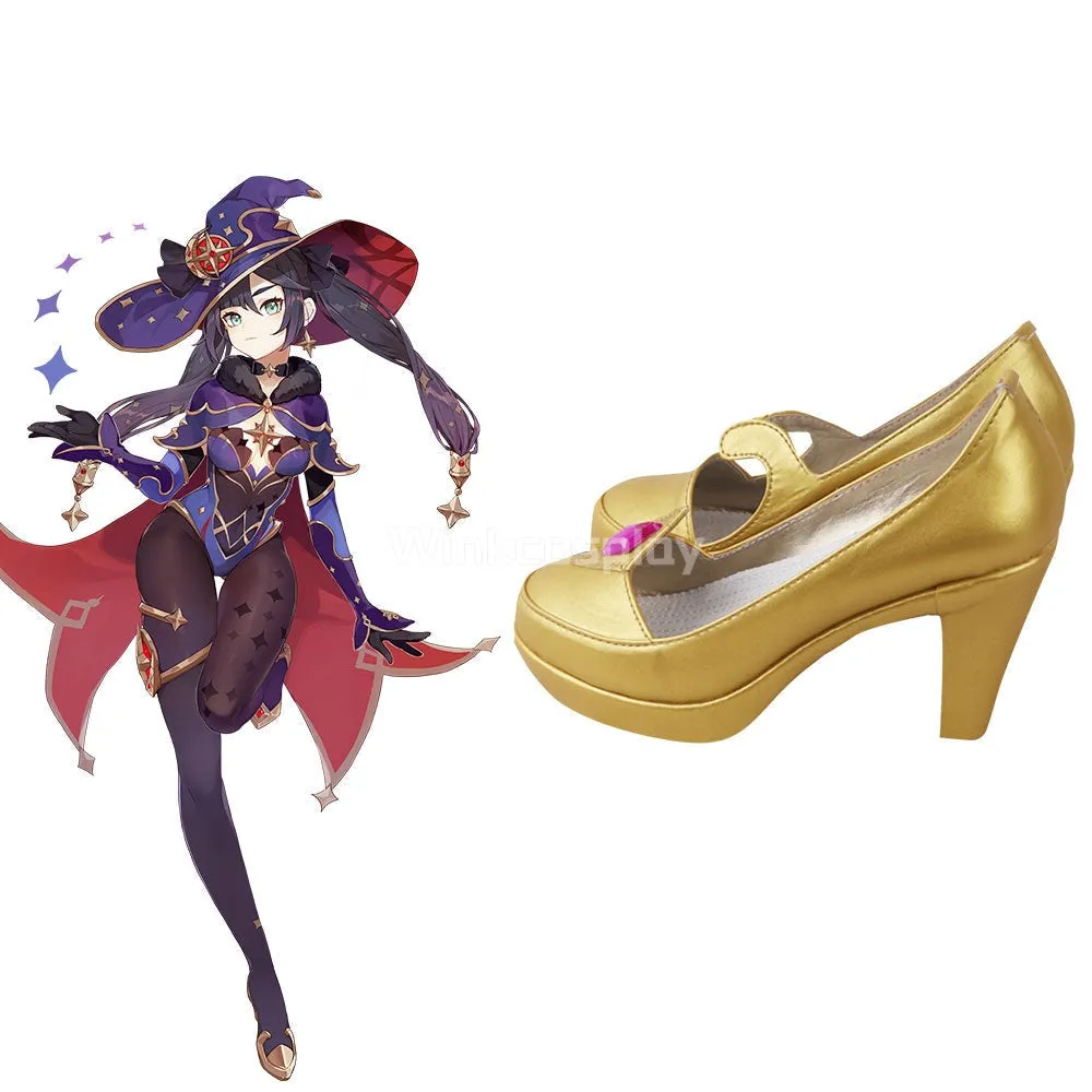 Genshin Impact Mona Golden Cosplay Shoes