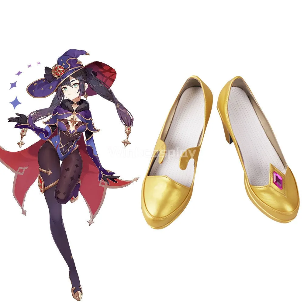 Genshin Impact Mona Golden Cosplay Shoes