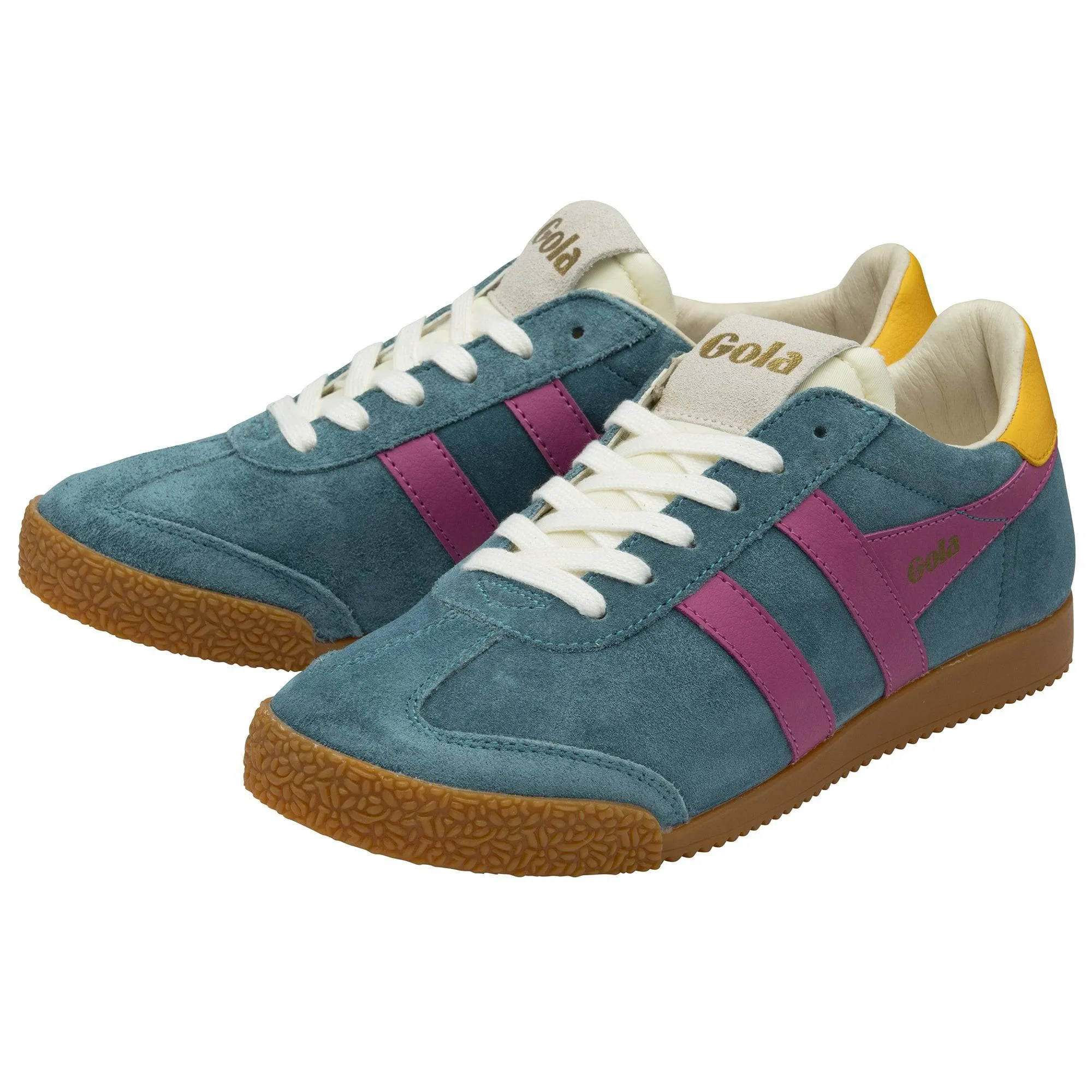 Gola Elan Ladies Peacock/Fuchsia/Sun Suede Lace Up Trainers