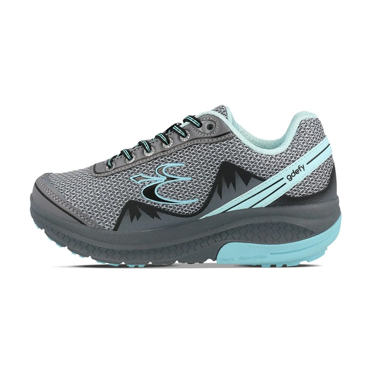 Gravity Defyer Women's Mighty Walk Athletic Shoes- Charcoal/ Blue