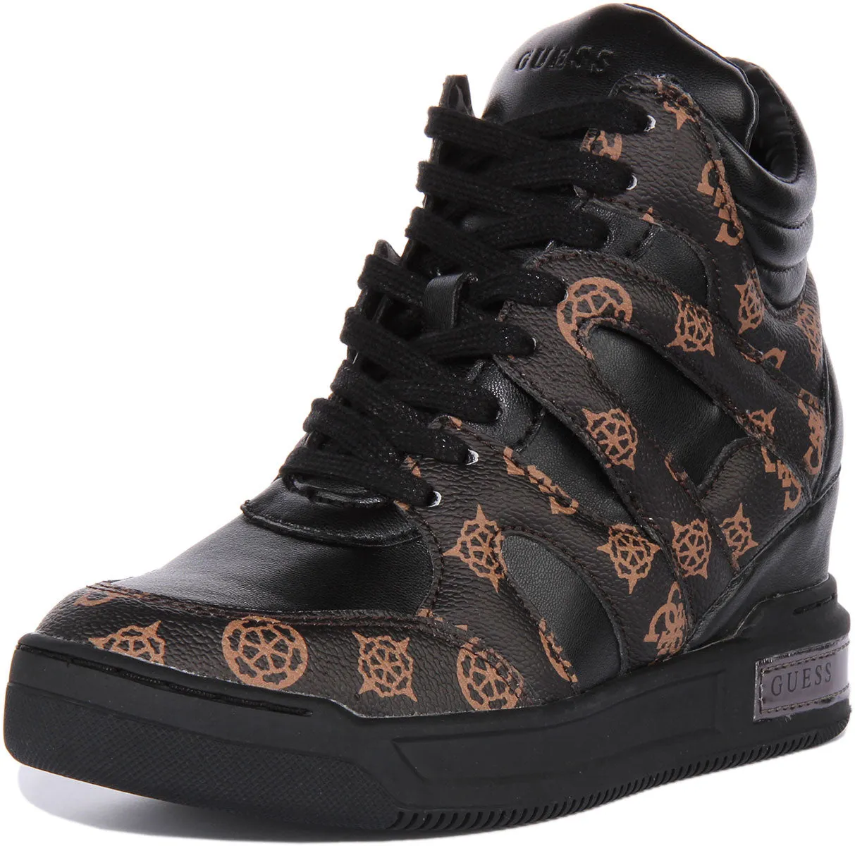 Guess Lisa Platform Trainer In Black Brown For Women