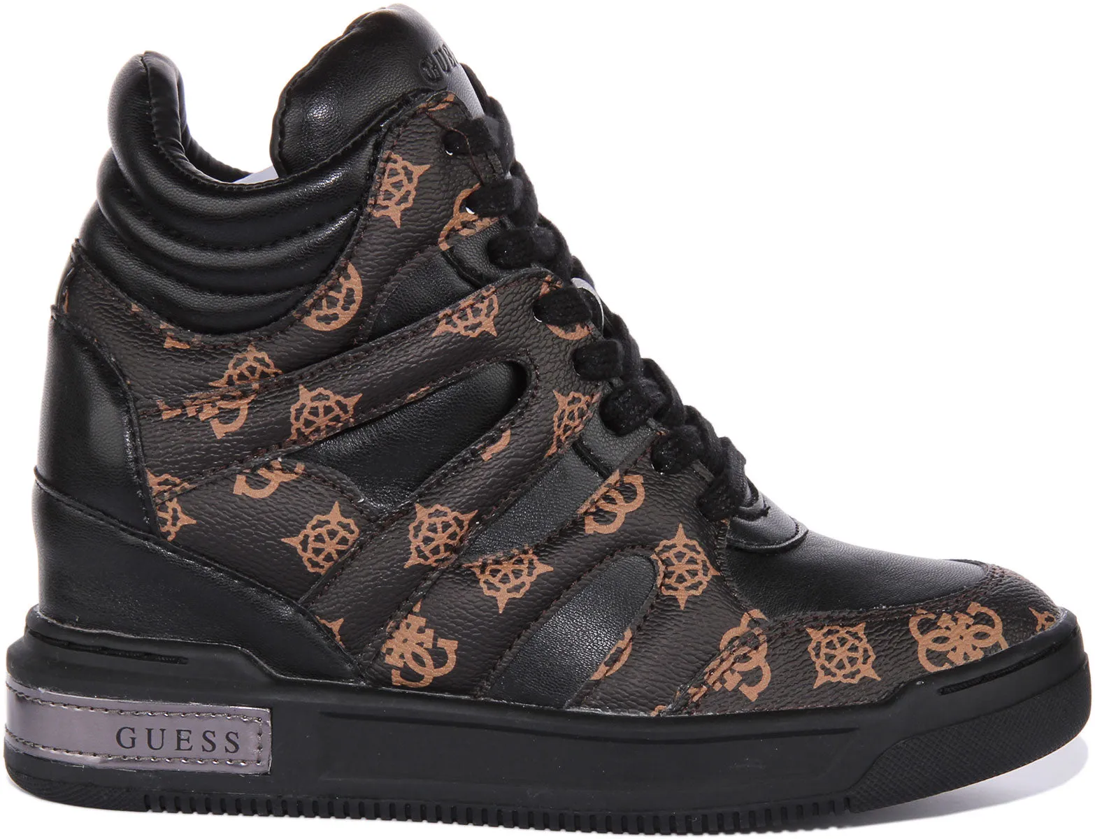 Guess Lisa Platform Trainer In Black Brown For Women