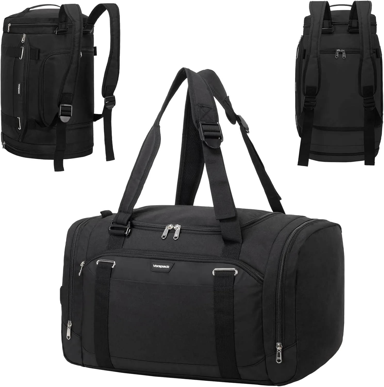 Gym Bag for Men - 45L Duffle Bag for Travel Backpack Carry on Backpack with Shoe Compartment Large Weekender Bag Overnight Bag for Sports Gym Travel - Black