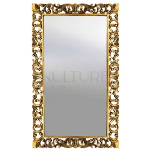 Hand Carved Mirror "Cempaka" Gold Wash - 180 cm