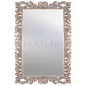 Hand Carved Mirror "Kuno" Antic-wash - 100 cm