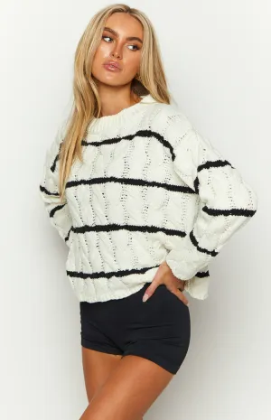 Harmony White Striped Jumper