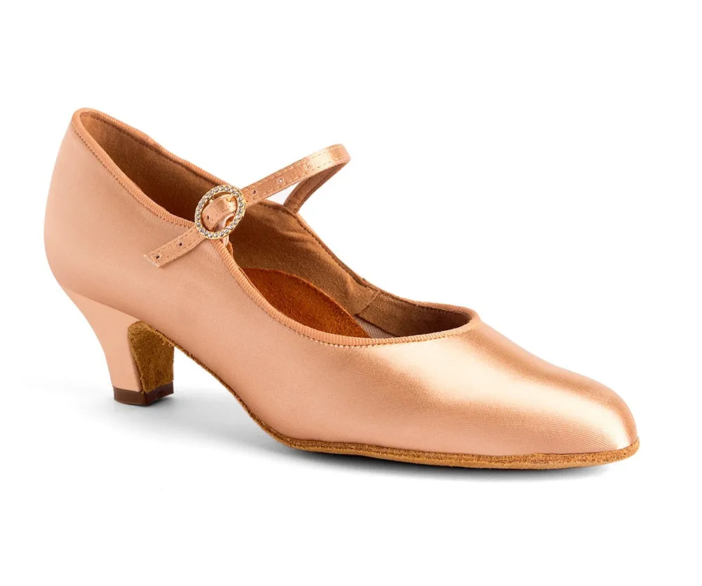 International Dance Shoes, ICS Classic, Peach Satin, 1.5” Junior Heel