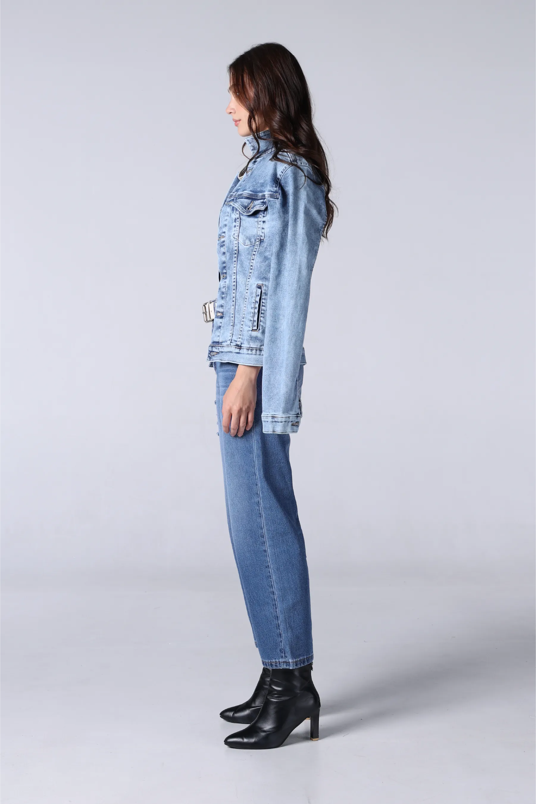 Jack Russel - Women Jeans - Handwerk JF-146 Wide Leg Blue Jean High Waisted