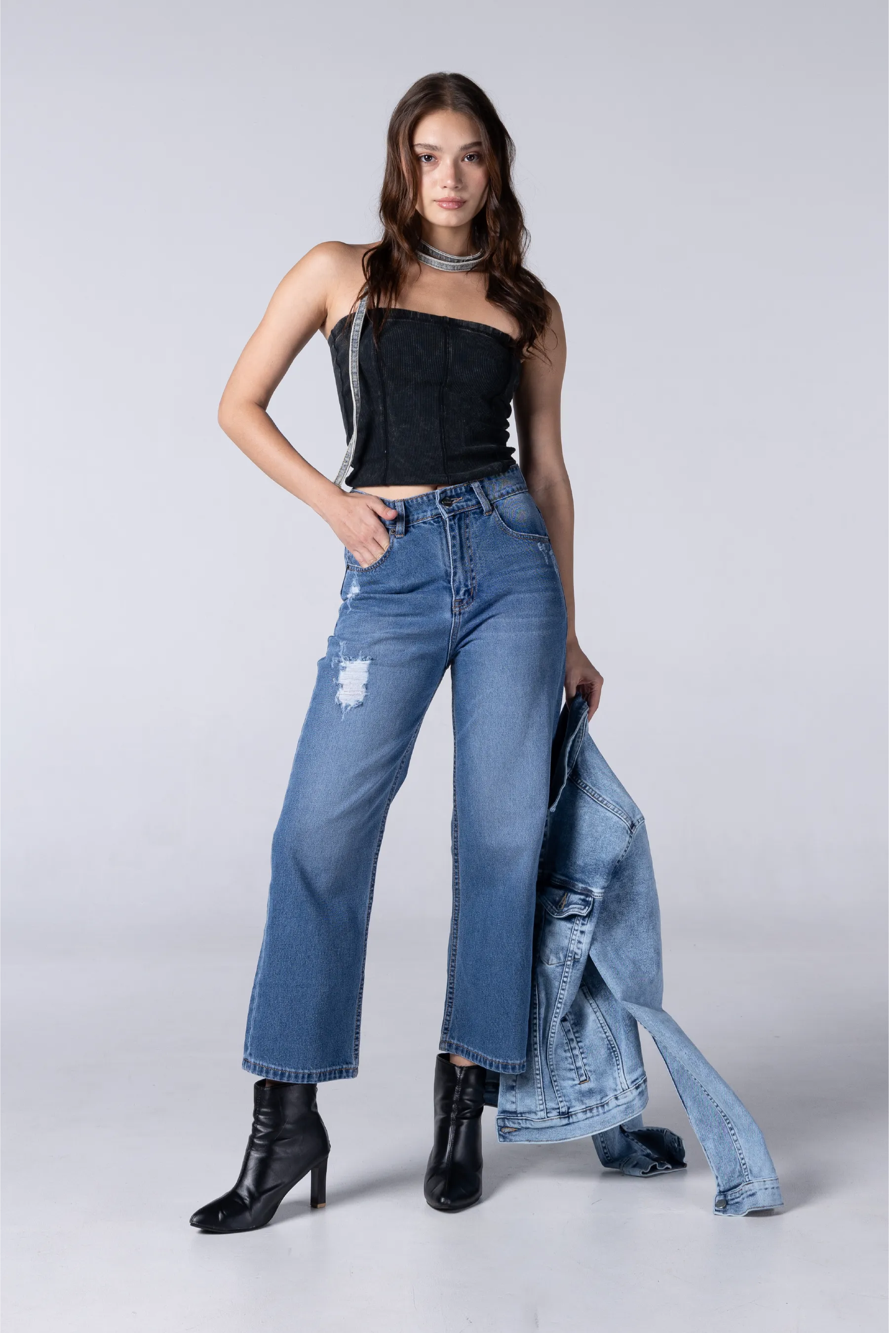 Jack Russel - Women Jeans - Handwerk JF-146 Wide Leg Blue Jean High Waisted