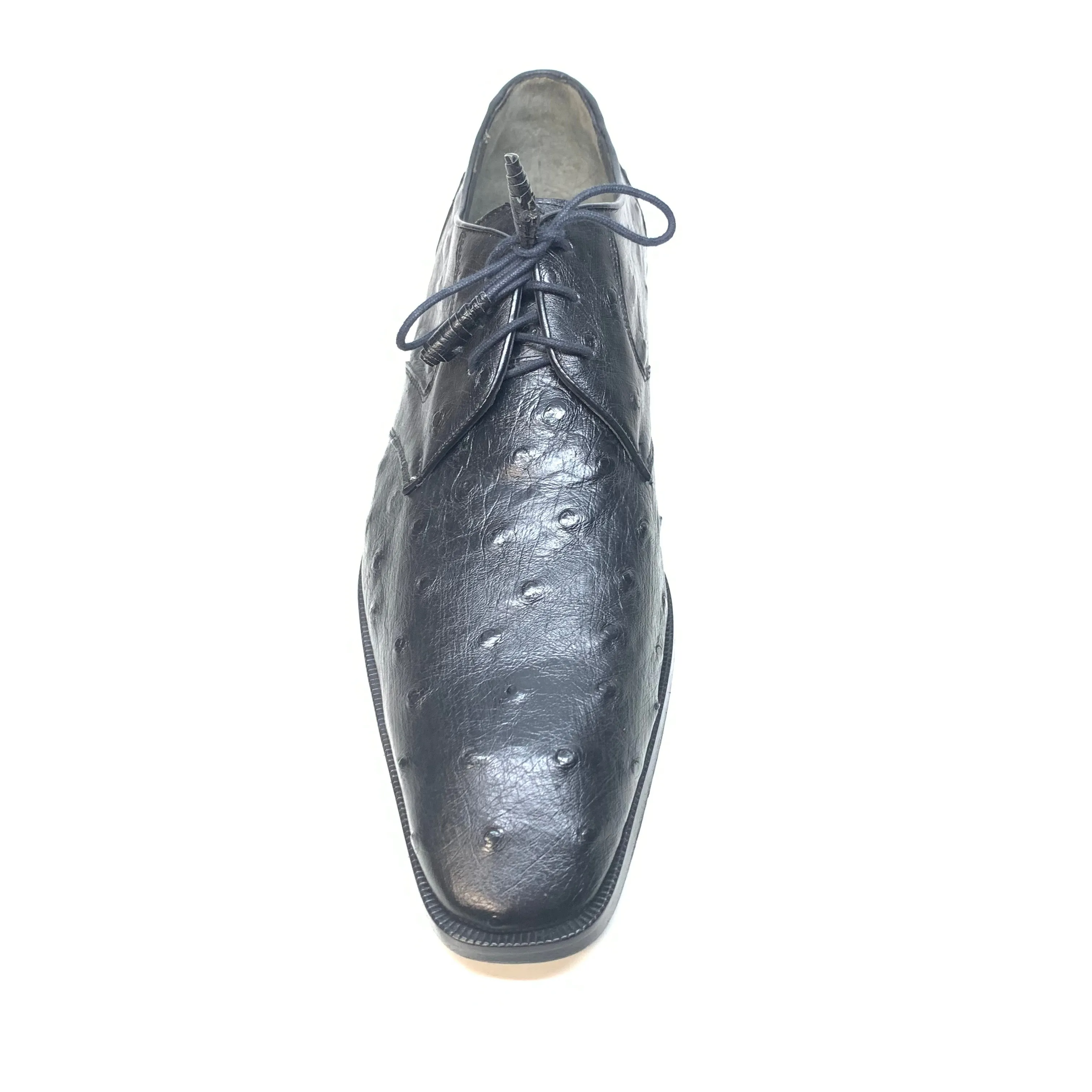 Los Altos Black Ostrich Quill Lace Up Dress Shoes