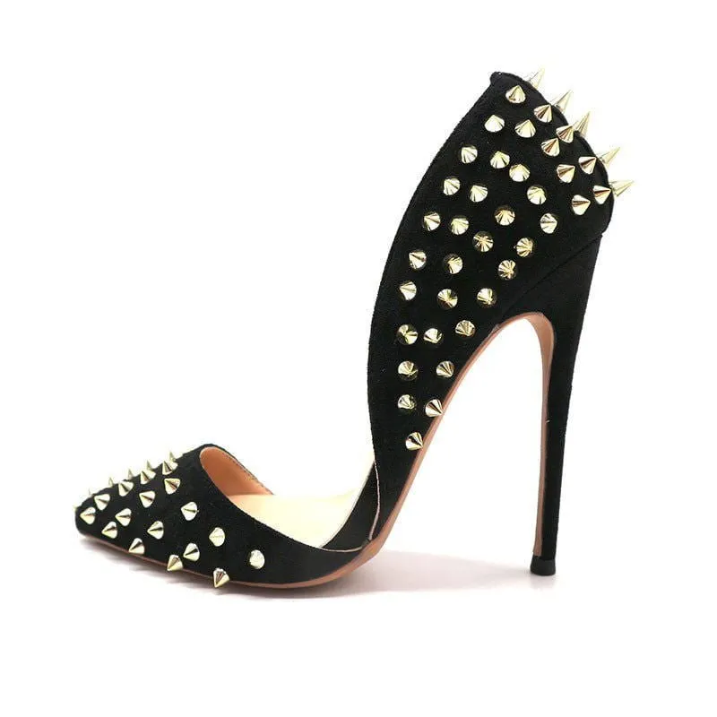 LovelyRLovely Women's Black Suede Gold Rivet Shoes