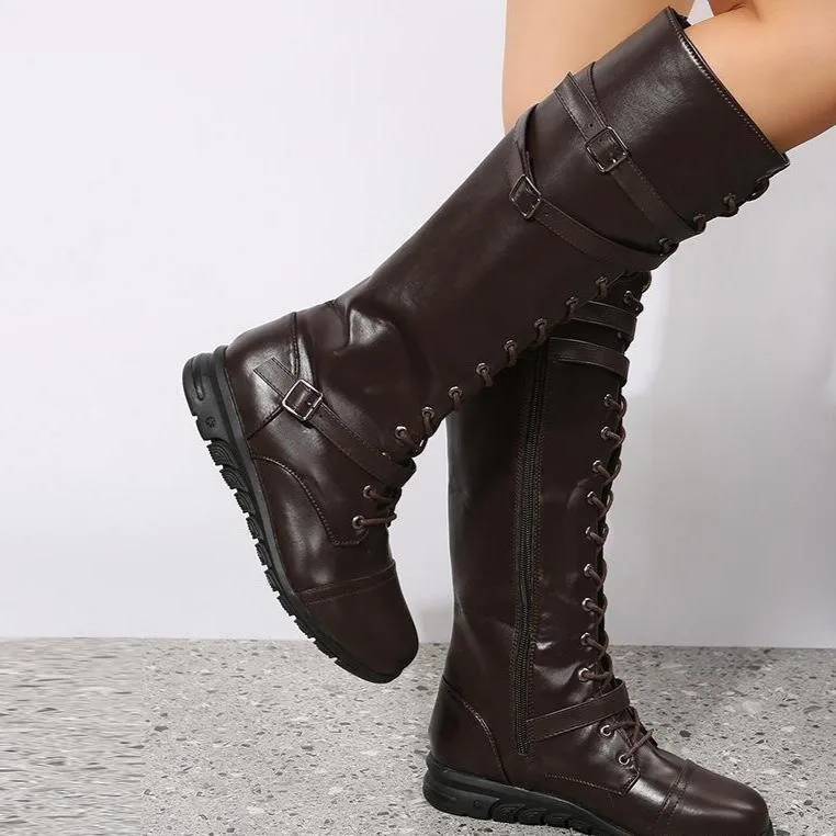 LovelyRLovely Women's Lace-up High Tube Knight Boots