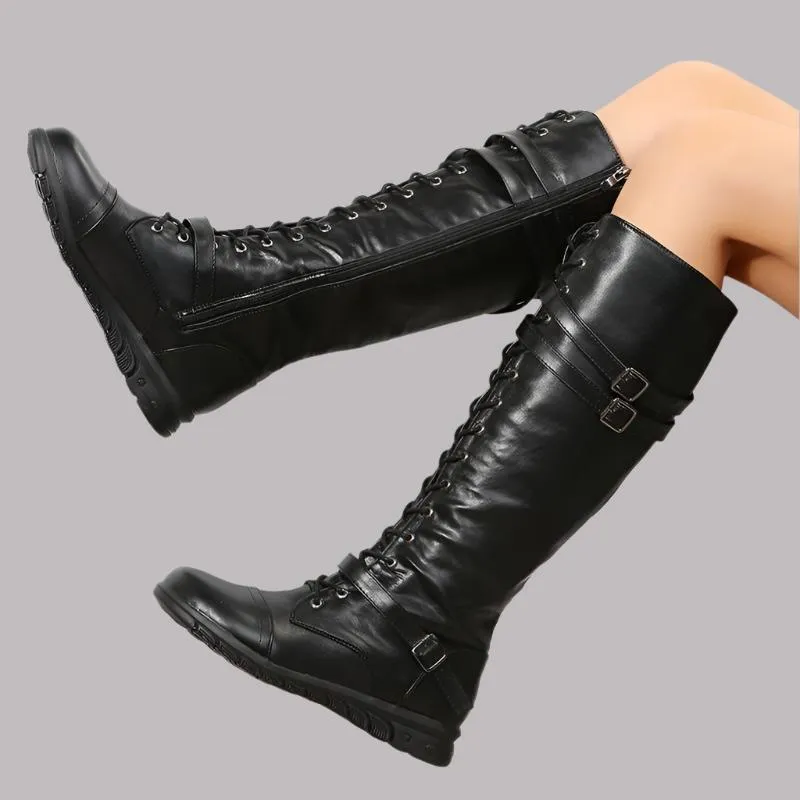 LovelyRLovely Women's Lace-up High Tube Knight Boots