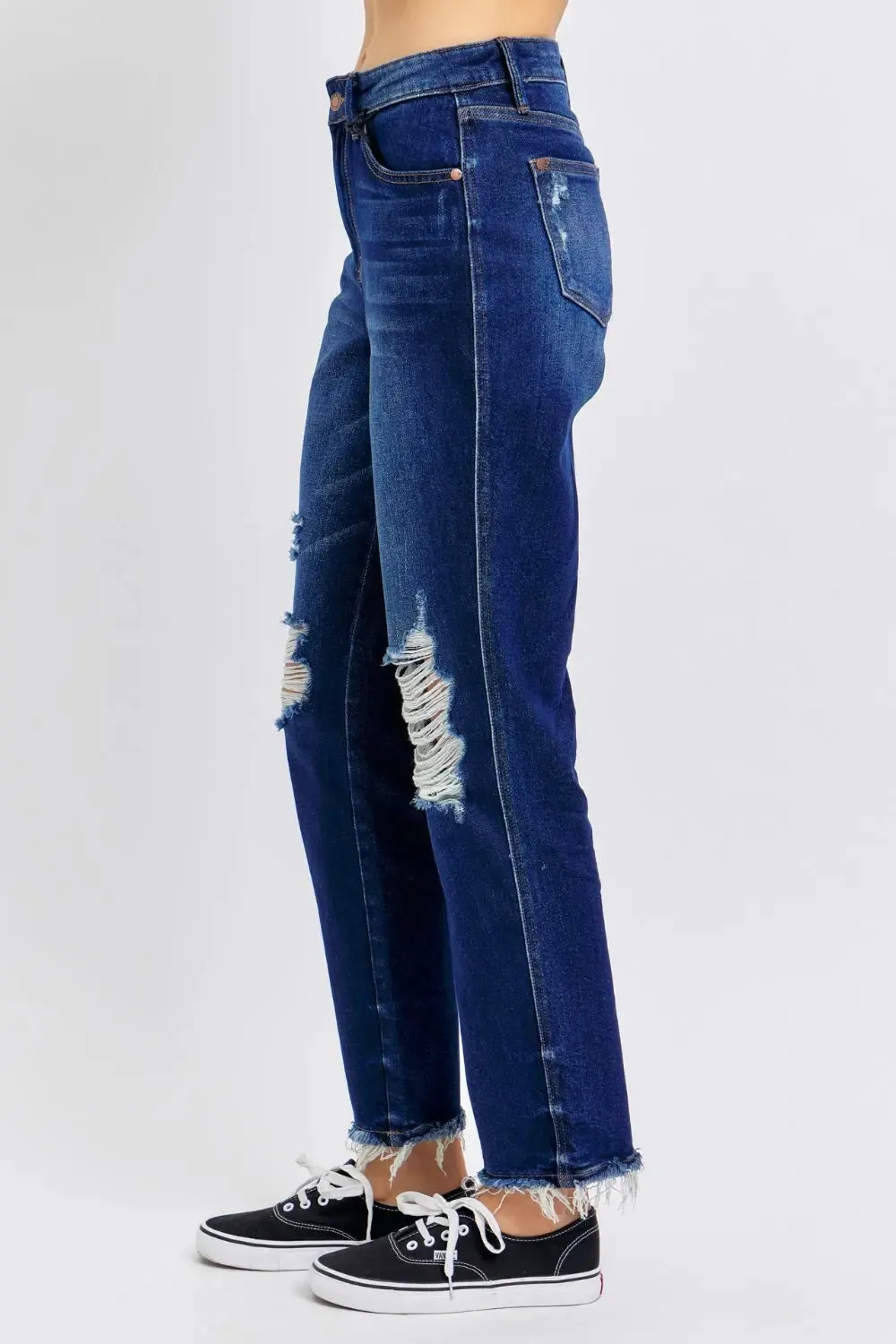 Loyalty Judy Blue Full Size Inclusive High Waist Rigid Magic Heavy Destroy Straight Jeans