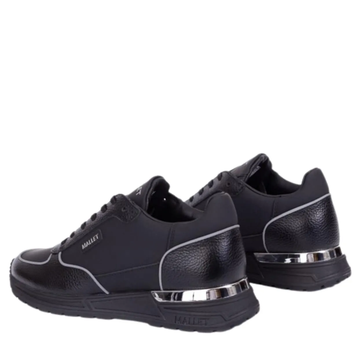 Mallet London Popham Lite Triple Black Silver Trainers