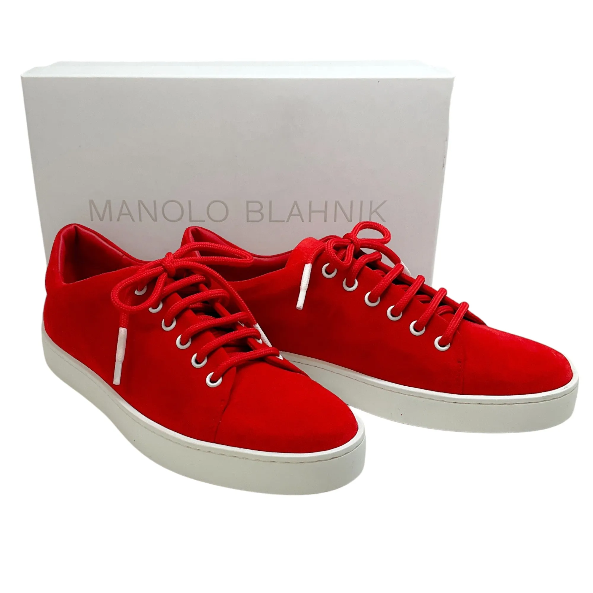 Manolo Blahnik Red Suede Semanada Sneakers