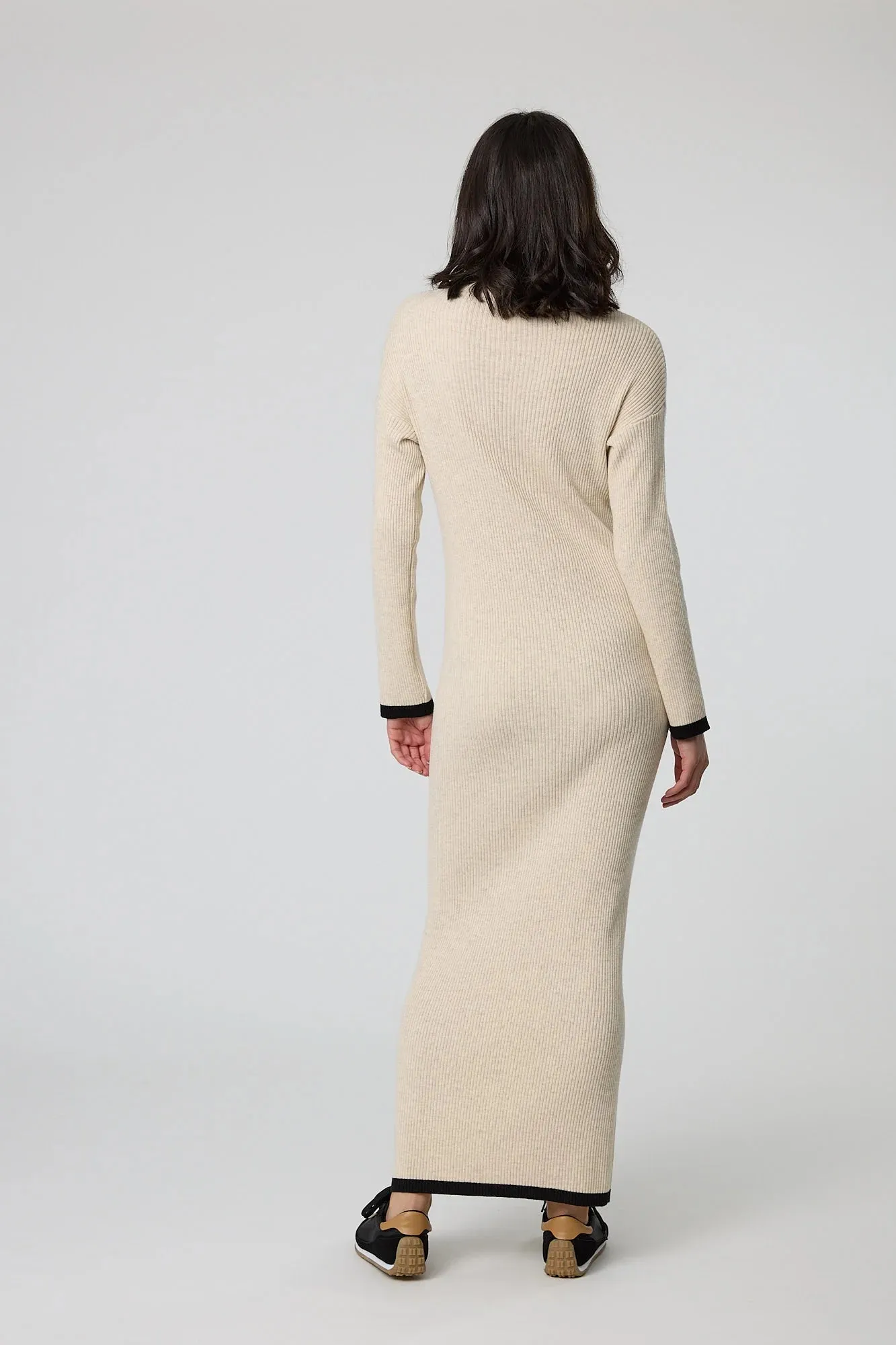 MARLOW - Cashmere   wool blend rib knit dress - Oatmeal! 12