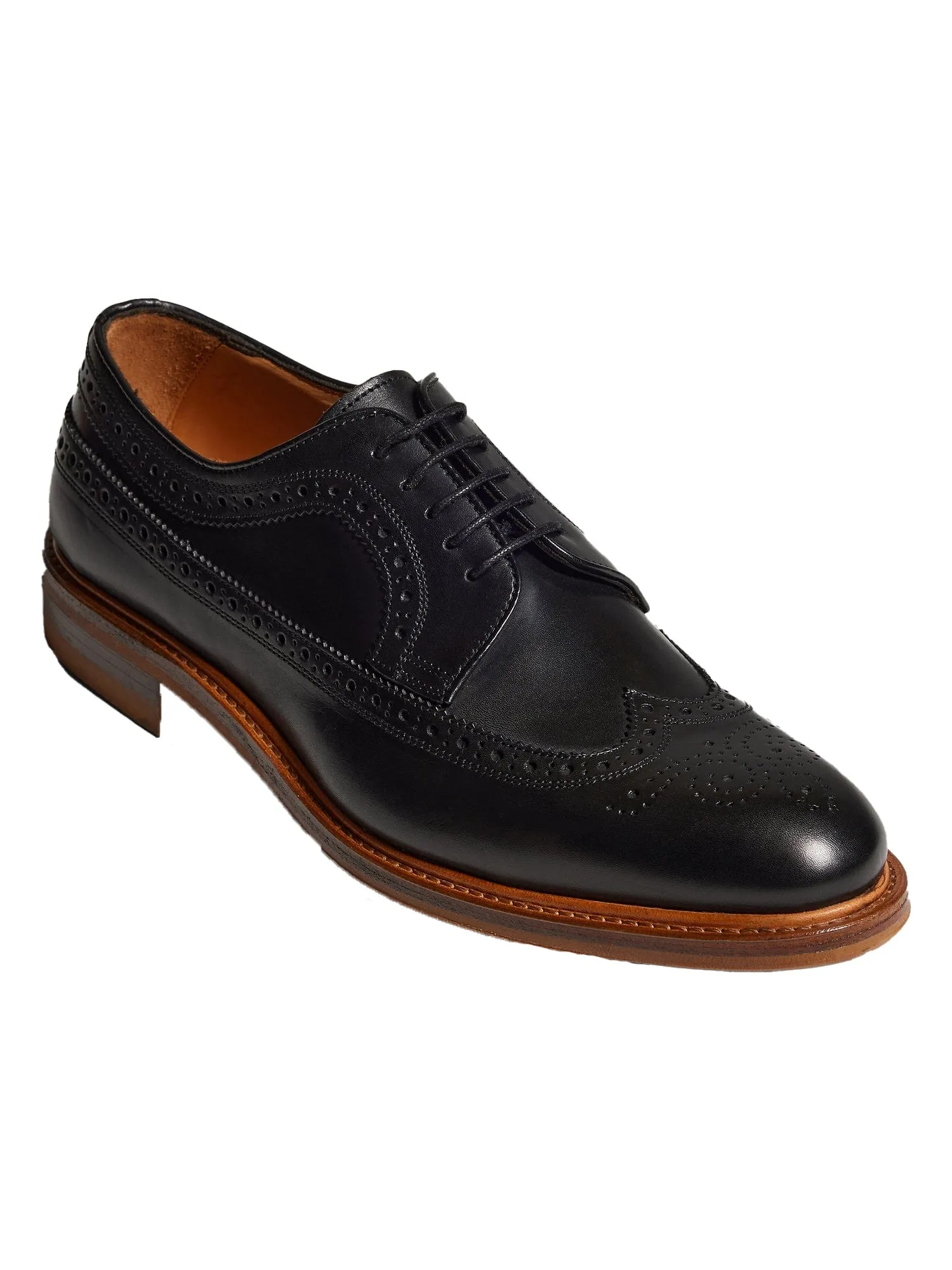 Men's carved leather toe-cap dress shoes